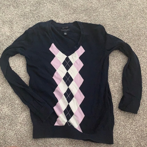 Tommy Hilfiger Argyle V-neck Sweater - Picture 1 of 3